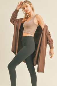 Kimberly C Open Front Longline Hooded Cardigan
