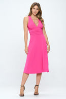 RENEE C Ruched Waist Sleeveless Slit Dress