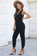 Tied Surplice Neck Sleeveless Jumpsuit