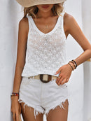 Openwork Scoop Neck Sleeveless Tank