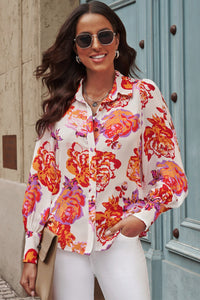 Printed Bishop Sleeve Collared Shirt