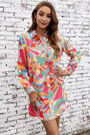 Multicolored Long Sleeve Shirt Dress