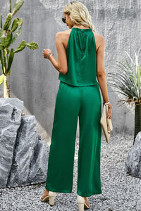 Grecian Neck Sleeveless Pocketed Top and Pants Set