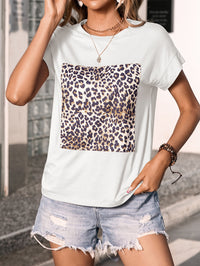 Leopard Graphic Round Neck Tee