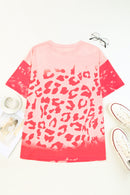 Leopard Round Neck Dropped Shoulder Long Tee