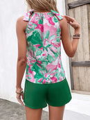 Floral Tied Round Neck Tank