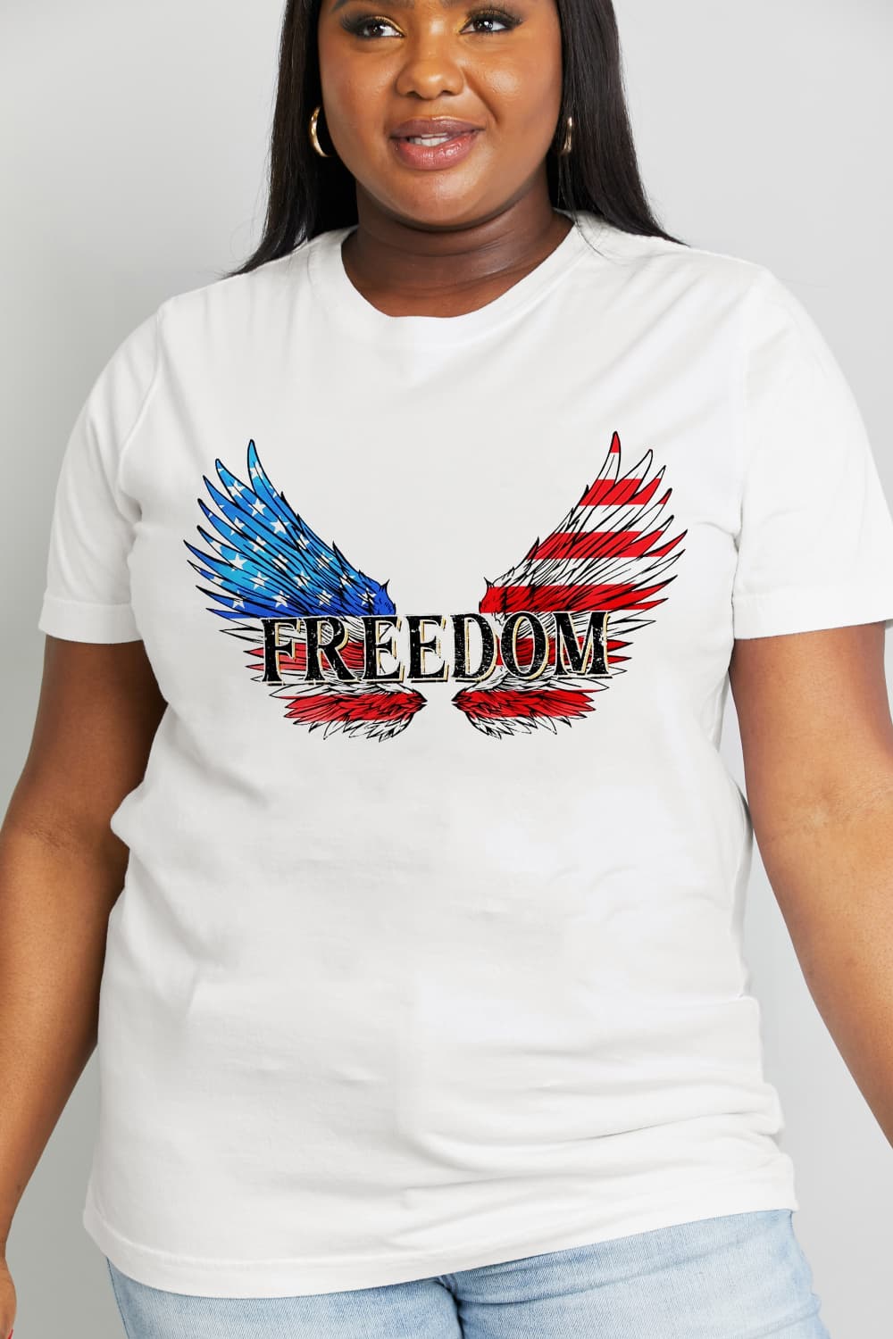 Simply Love Full Size FREEDOM Wing Graphic Cotton Tee