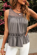 Lace Yoke Peplum Tank