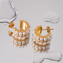 18K Gold-Plated Pearl C-Hoop Earrings