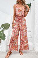 Floral Square Neck Sleeveless Jumpsuit