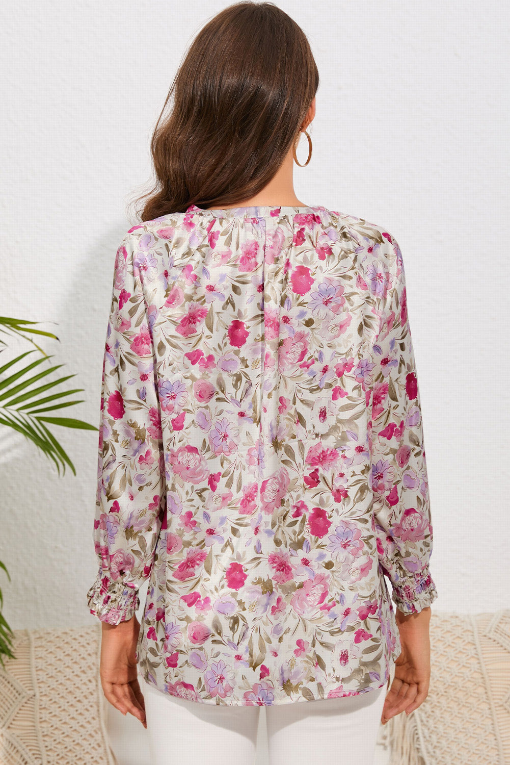 Floral V-Neck Long Sleeve Shirt