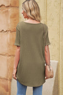 V-Neck Dropped Shoulder Tunic Top