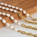 Half Pearl Detail 18K Gold-Plated Necklace