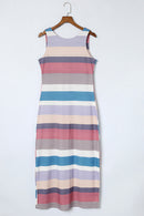 Striped Slit Sleeveless Maxi Dress