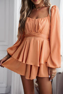 Long Balloon Sleeve Layered Romper