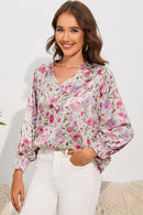 Floral V-Neck Long Sleeve Shirt