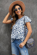 Leopard Layered Flutter Sleeve Tee Shirt