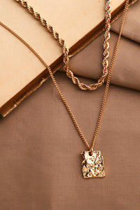 18K Gold Plated Double-Layered Twisted Pendant Necklace
