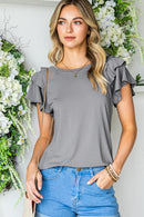 Layered Flutter Sleeve Round Neck Top