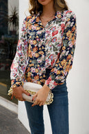 Floral Print Collared Neck Long Sleeve Shirt