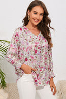 Floral V-Neck Long Sleeve Shirt