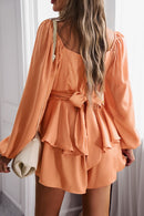 Long Balloon Sleeve Layered Romper