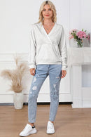 Surplice Pocketed Long Sleeve Sweatshirt