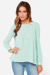 Full Size Round Neck Back Pleated Blouse